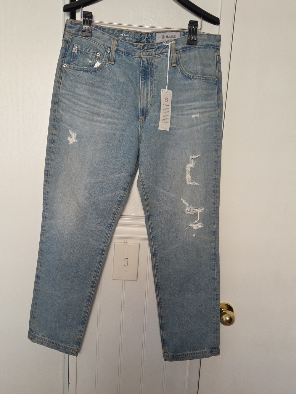 AG Adriano Goldschmied Light Blue Distressed Boot Cut Jeans
